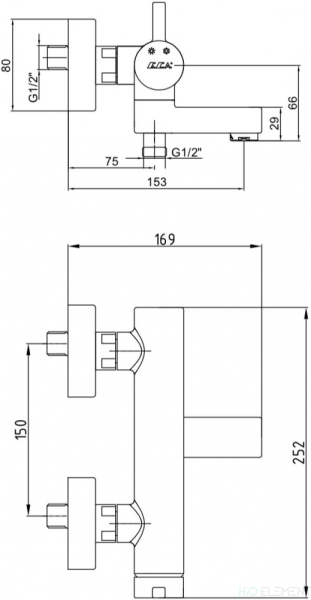 Смеситель E.C.A. Mina 102102454H для ванны с душем