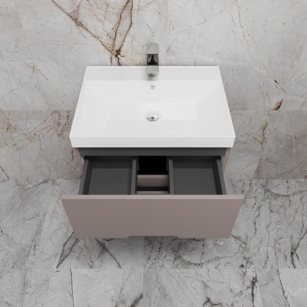 Тумба без раковины напольная "Матис 70" 70 (2 ящика), ТАУП ТЁМНЫЙ, ЭМАЛЬ, ЛС-00002436