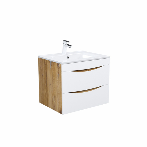 Тумба с раковиной IDDIS подвесная 60 см белая/золотистый дуб Cloud (CLO60Y0i95K)