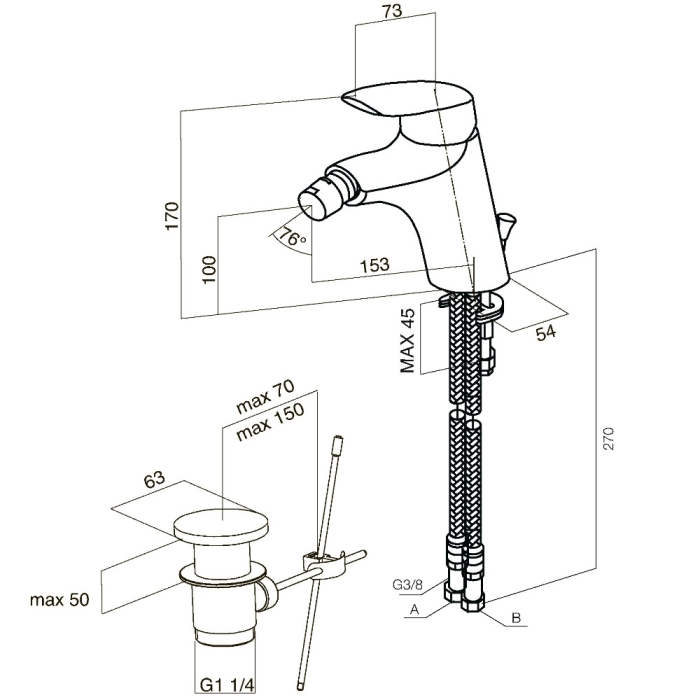 Смеситель AM.PM Bliss L F5383132 для биде