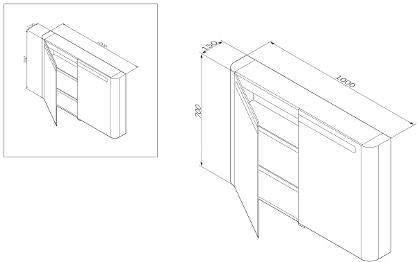 Зеркальный шкаф AM.PM Sensation, M30MCX1001BG