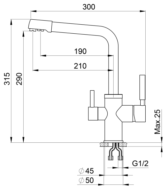 Смеситель для кухни GRANULA (2015, ШВАРЦ)