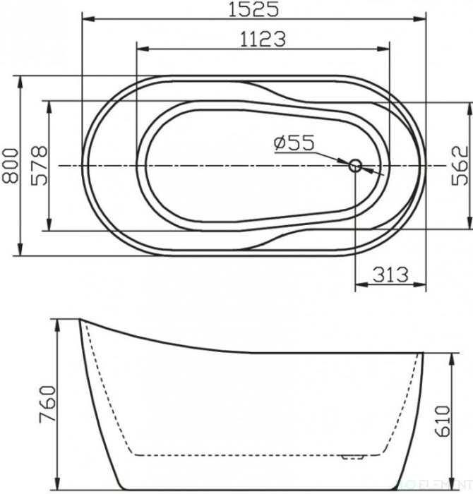 Акриловая ванна BelBagno BB301