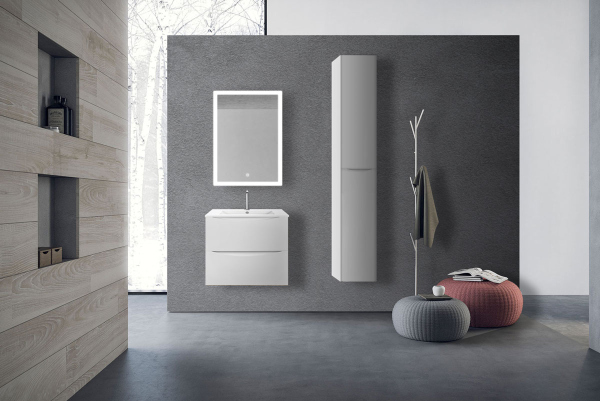 Тумба с раковиной Vincea Mia 600 подвесная, 2 выкатных ящика soft close, G.White, VMC-2MC600GW+VBS-13960MA