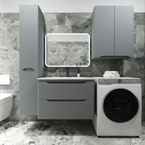 Тумба без раковины Style Line подвесная "Марелла 80" (2 ящ.) серый, PLUS, СС-00002412