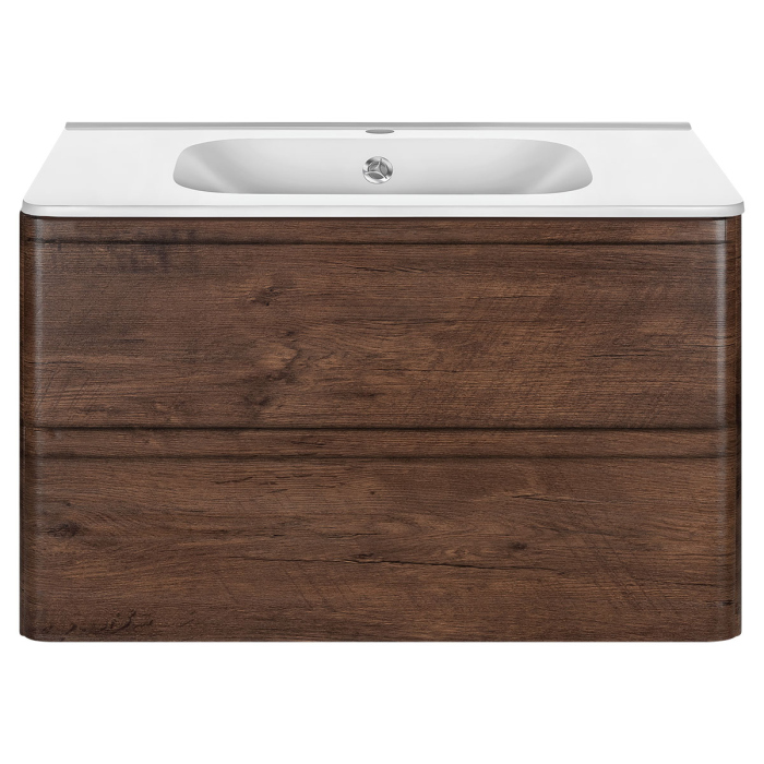 Тумба с раковиной Vincea Vico 800 подвесная, 2 выкатных ящика soft close, R.Wood, VMC-2V800RW+VCB-2VP800W