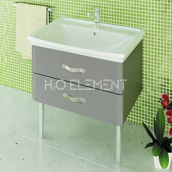 Тумба-умывальник Comforty "Рим-60" серая с раковиной Comforty XD-S60 (без ножек)