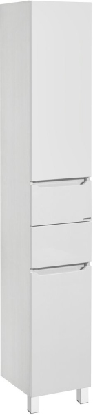 Шкаф-пенал Акватон Дакота белый/выбеленное дерево с бельевой корзиной