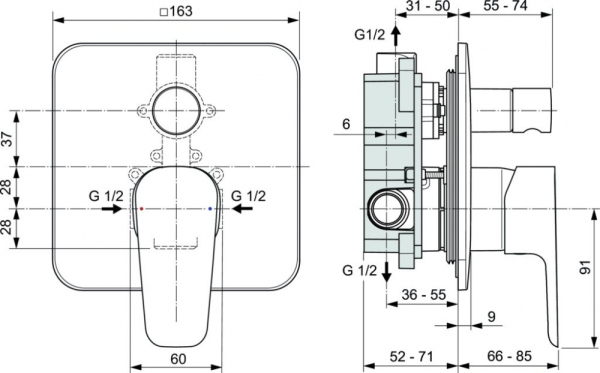 Смеситель Ideal Standard Esla A6947AA для ванны с душем
