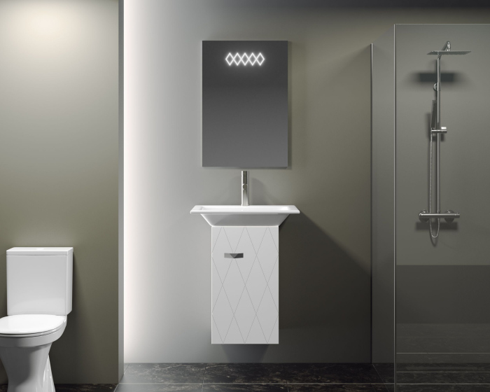 Тумба с раковиной Smile Торус 50 белая, R