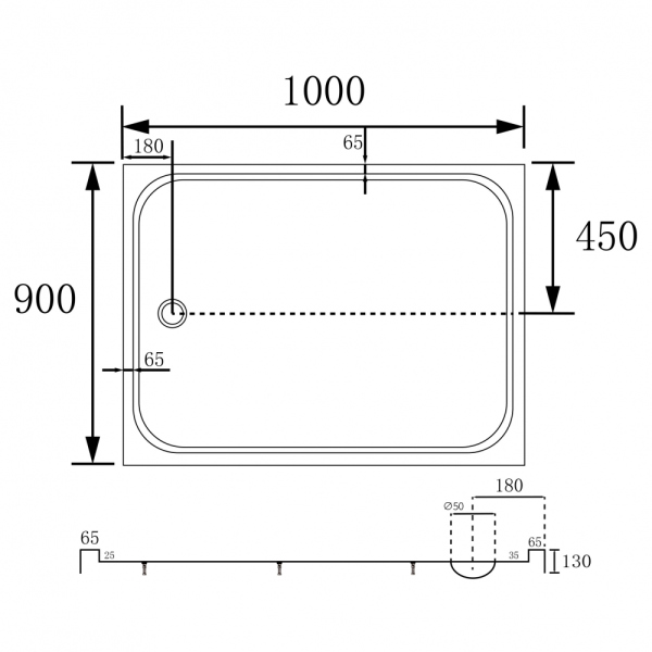 Душевой поддон ABBER AD3C109 100х90 прямоугольный, акриловый, белый