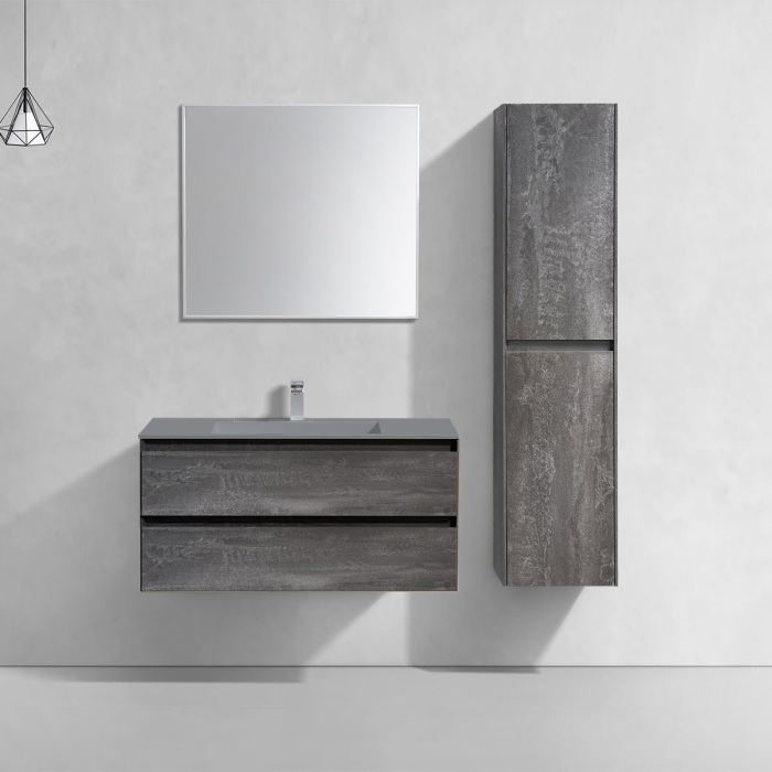 Тумба с раковиной Vincea Luka 1000 подвесная, 2 выкатных ящика soft-close, G.Stone, VMC-2L100GS+VCB-13100B
