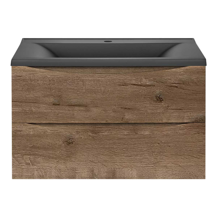 Тумба с раковиной Vincea Mia 800 подвесная, 2 выкатных ящик soft close, V.Oak, VMC-2MA800VO+VCB-3M800B