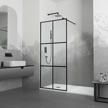 Перегородка для душа RGW WA-111B, 411011110-84, Чёрный, 100*195