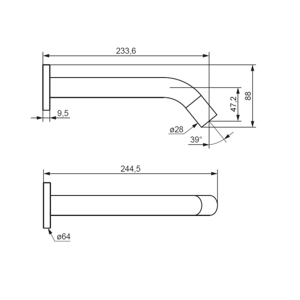 Смеситель для раковины, монтируемый в стену Damixa Scandinavian Pure, 360270300