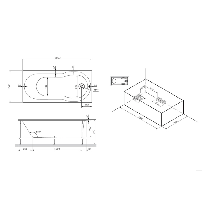 Акриловая ванна AM.PM X-Joy W88A-150-070W-A