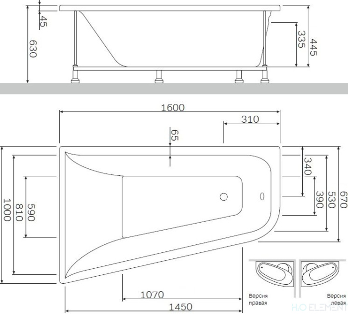 Акриловая ванна AM.PM Spirit 160x100 L