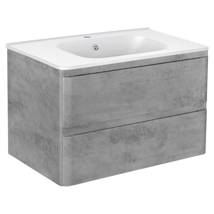 Тумба с раковиной Vincea Vico 800 подвесная, 2 выкатных ящика soft close, Beton, VMC-2V800BT+VCB-2VP800W