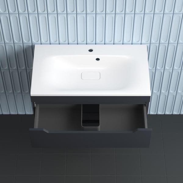 Тумба без раковины подвесная "Остин" 80 2 ящ графит эмаль PLUS, ЛС-00002404