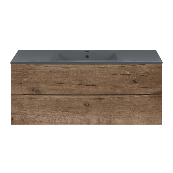 Тумба с раковиной Vincea Mia 1200 подвесная, 2 выкатных ящика soft close, V.Oak, VMC-2MC120VO+VBS-13123