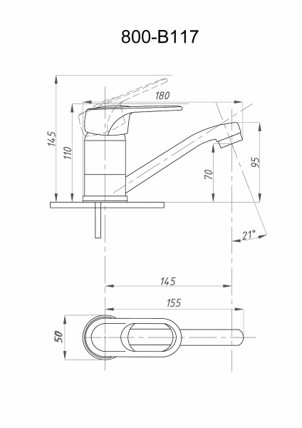 Смеситель для кухни FAUZT FZs-800-117 короткий излив тип См-УмОЦБА, См-МОЦБА