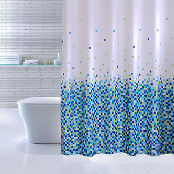 Штора для ванной Iddis Blue Pixels