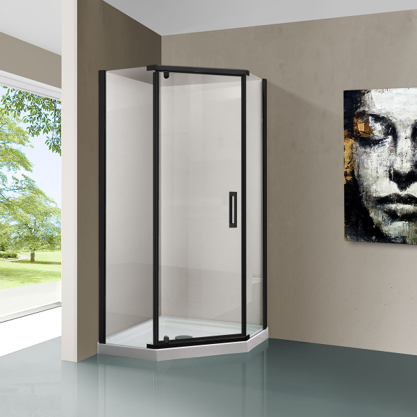 Душевой уголок Vincea Stresa VSP-1S100CLB, 1000*1000, черный, стекло прозрачное
