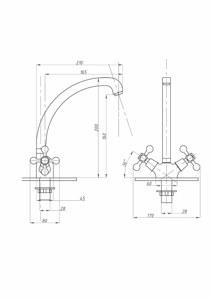 Смеситель для кухни FAUZT FZs-258-32 тип См-МДЦБА