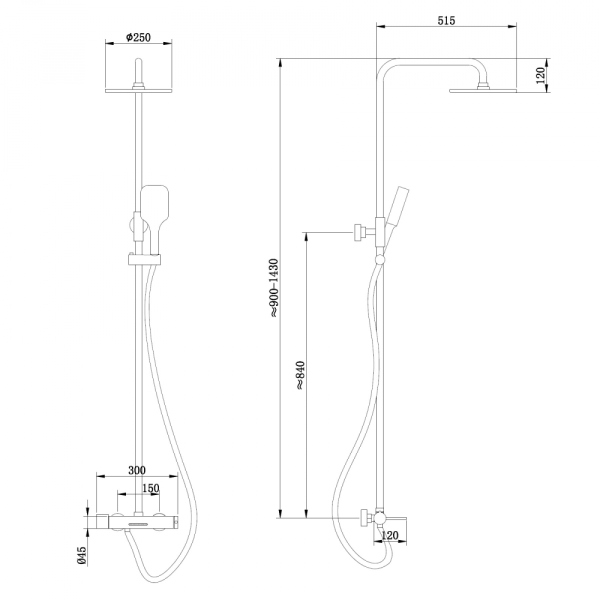 Душевая стойка ABBER Emotion AF8816NGL с изливом, никель
