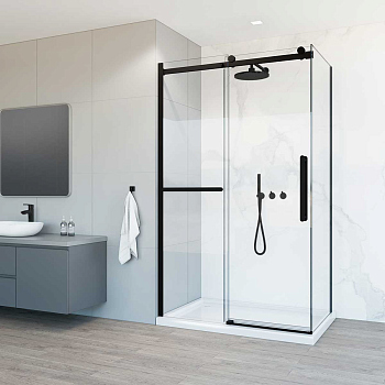 Душевой уголок Vincea Como Soft VSR-1CS9013CLB, 1300*900, черный, стекло прозрачное