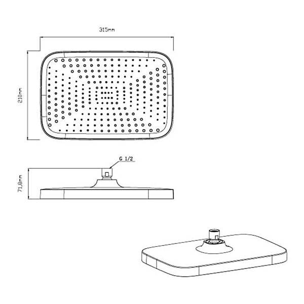 Верхний душ с держателем Vincea VSHD-41CBG, золото