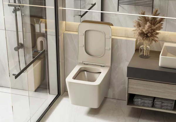 Унитаз ABBER Rechteck AC1201MBE подвесной светло-бежевый матовый, безободковый