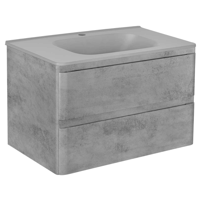 Тумба с раковиной Vincea Vico 800 подвесная, 2 выкатных ящика soft close, Beton, VMC-2V800BT+VCB-2VP800W