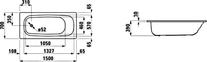 Стальная ванна Laufen Pro 2.2195.3