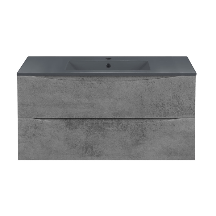 Тумба с раковиной Vincea Mia 1000 подвесная, 2 выкатных ящика soft close, Beton, VMC-2MC100BT+VBS-13100MA