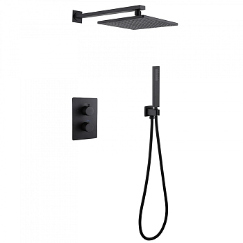 Душевая система ABBER Weiss Insel AF8051B скрытого монтажа без излива, термостат, черная матовая