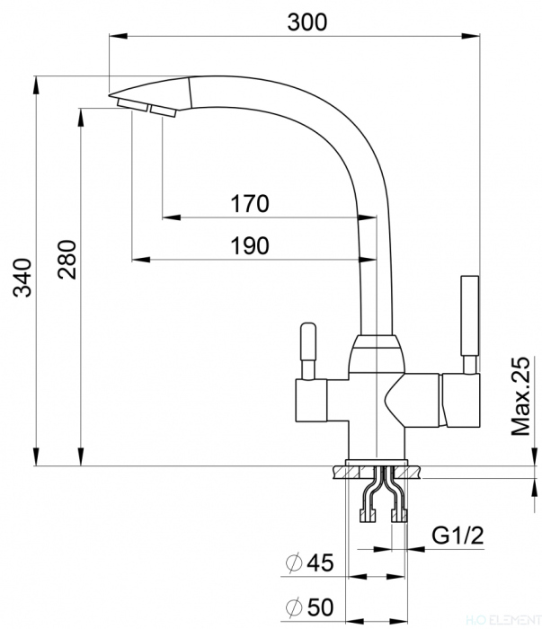 Смеситель для кухонной мойки Granula, GR-3167 брют