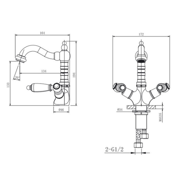Смеситель умывальник (бронза) Caprigo, 03-526-vot