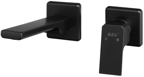 102167605C1EX-KK TIERA смеситель для раковины настенный 2 отв. (внешняя часть) матовый черный