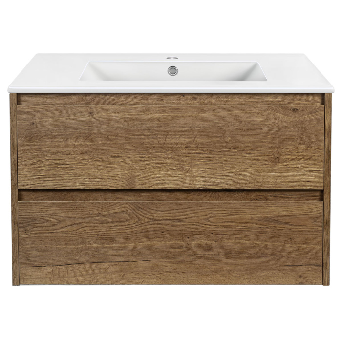 Тумба с раковиной Vincea Gio 800 подвесная, 2 выкатных ящика soft-close, T.Oak, VMC-2G800TO+VBS-13980