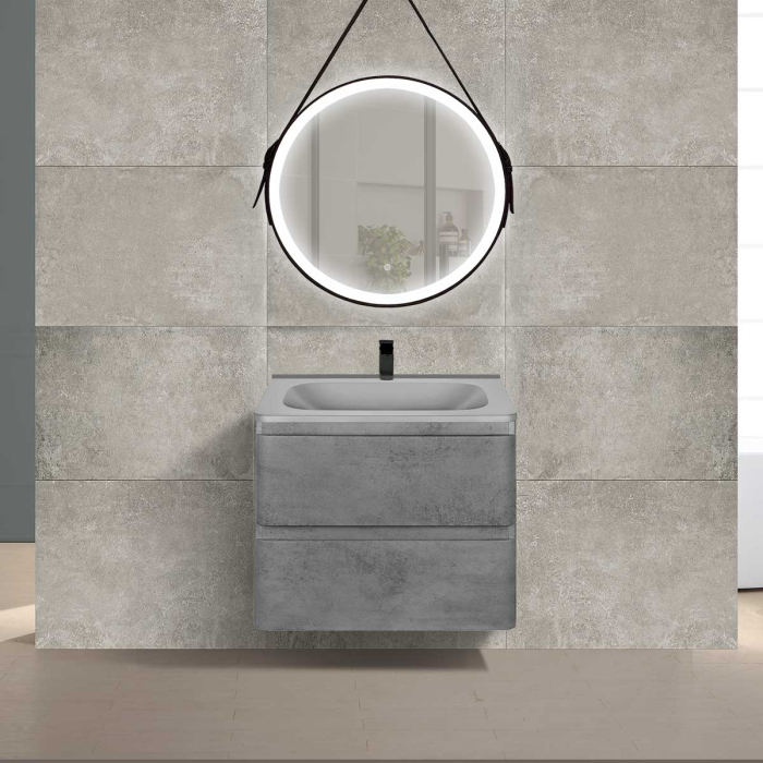 Тумба с раковиной Vincea Vico 600 подвесная, 2 выкатных ящика soft close, Beton, VMC-2V600BT+VCB-2VP600W