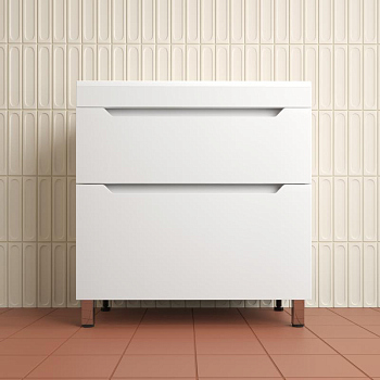 Тумба без раковины напольная "Остин" 100 2 ящ белый эмаль PLUS, ЛС-00002399