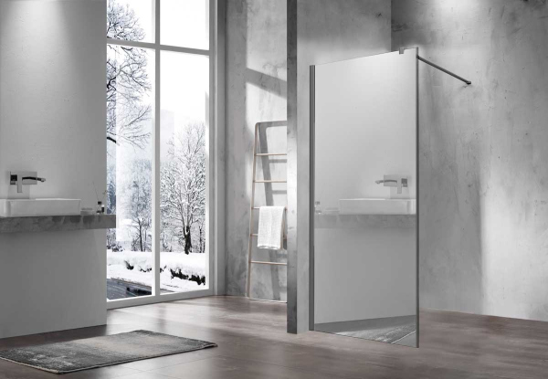 Душевая перегородка Vincea Walk-In VSW-1H900MRGM, 900*2000, вороненая сталь, стекло зеркальное