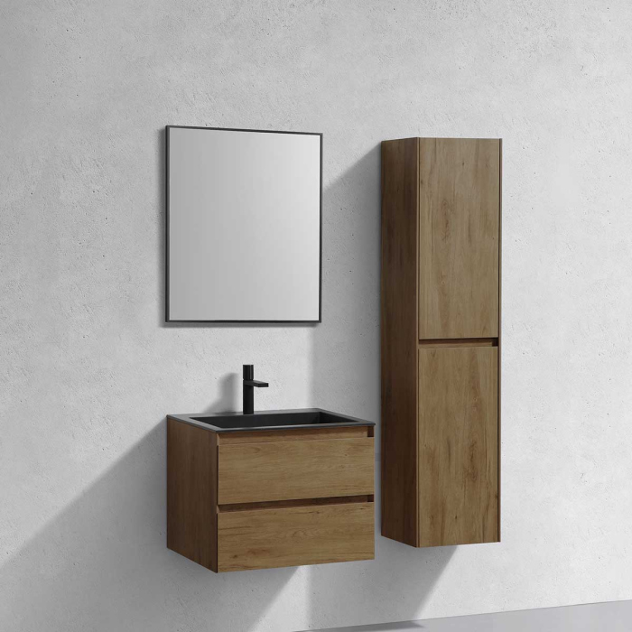 Тумба с раковиной Vincea Luka 600 подвесная, 2 выкатных ящика soft-close, T.Oak, VMC-2L600TO+VCB-13600G