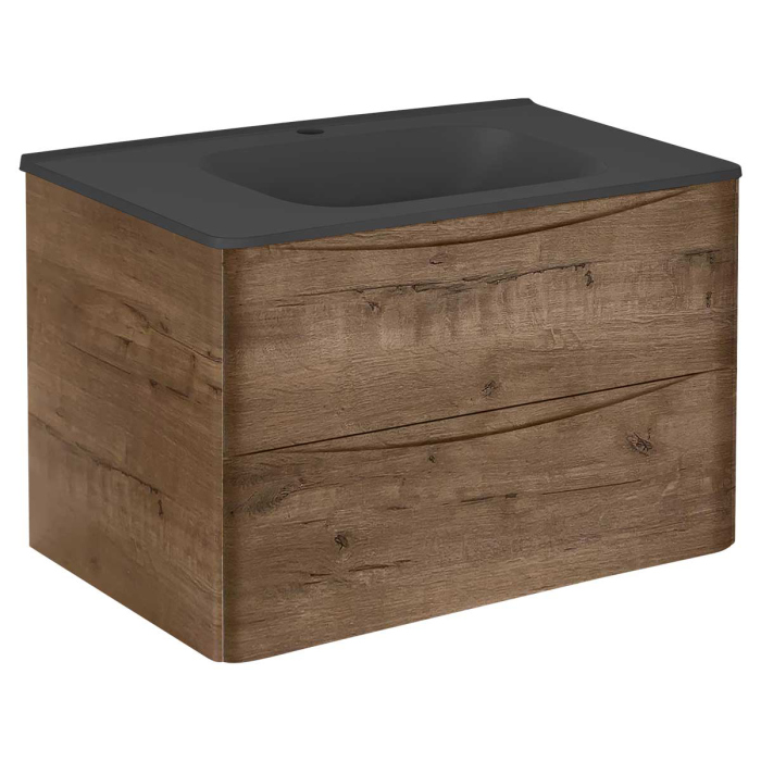 Тумба с раковиной Vincea Paola 800 подвесная, 2 выкатных ящика soft close, V.Oak, VMC-2P800VO+VCB-2VP800W