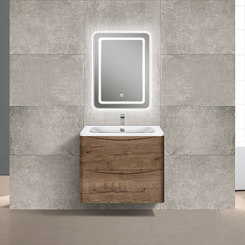 Тумба с раковиной Vincea Paola 600 подвесная, 2 выкатных ящика soft close, Beton, VMC-2P600BT+VCB-2VP600W