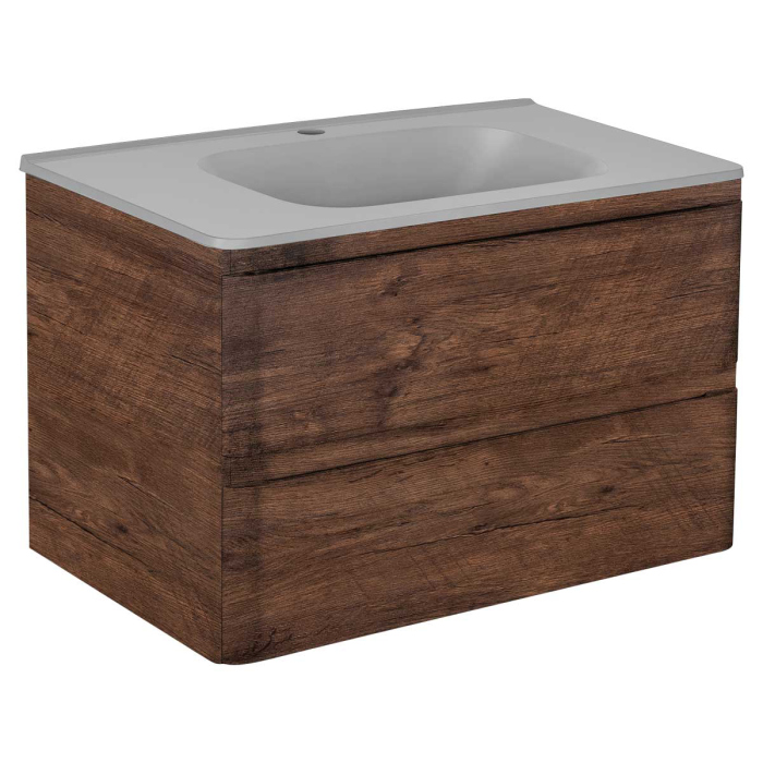 Тумба с раковиной Vincea Vico 800 подвесная, 2 выкатных ящика soft close, R.Wood, VMC-2V800RW+VCB-2VP800W