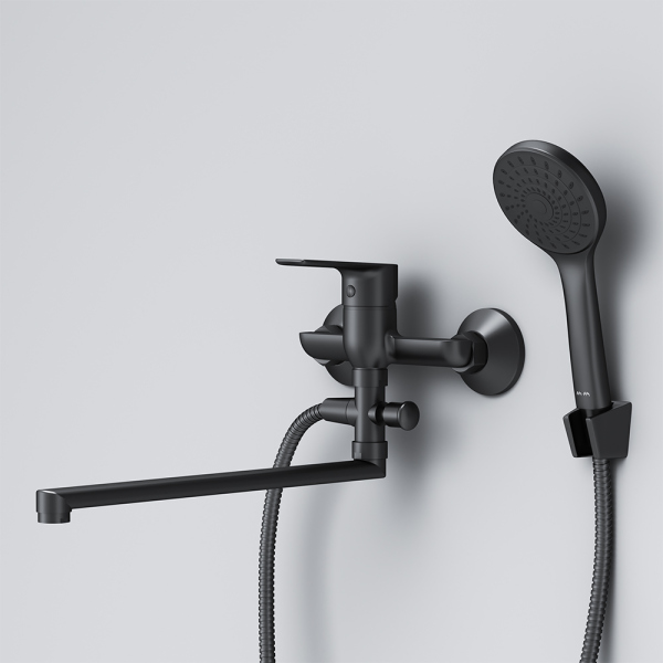 Смеситель для ванны и душа с длинным изливом и душевым набором AM.PM Gem, F90A90122
