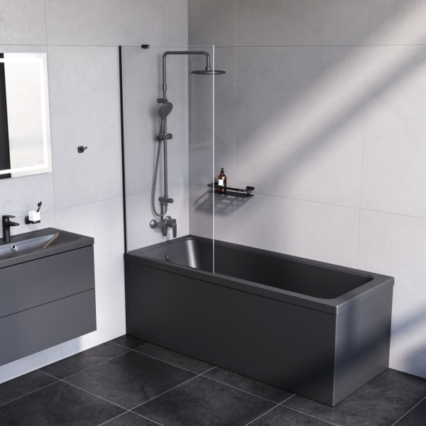 Душевая шторка на ванну 80х140, фиксированная AM.PM Gem, W90BS-080-140BT