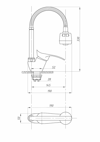 Смеситель для кухни FAUZT FZs-811-115 гибкий излив тип См-МОЦБА